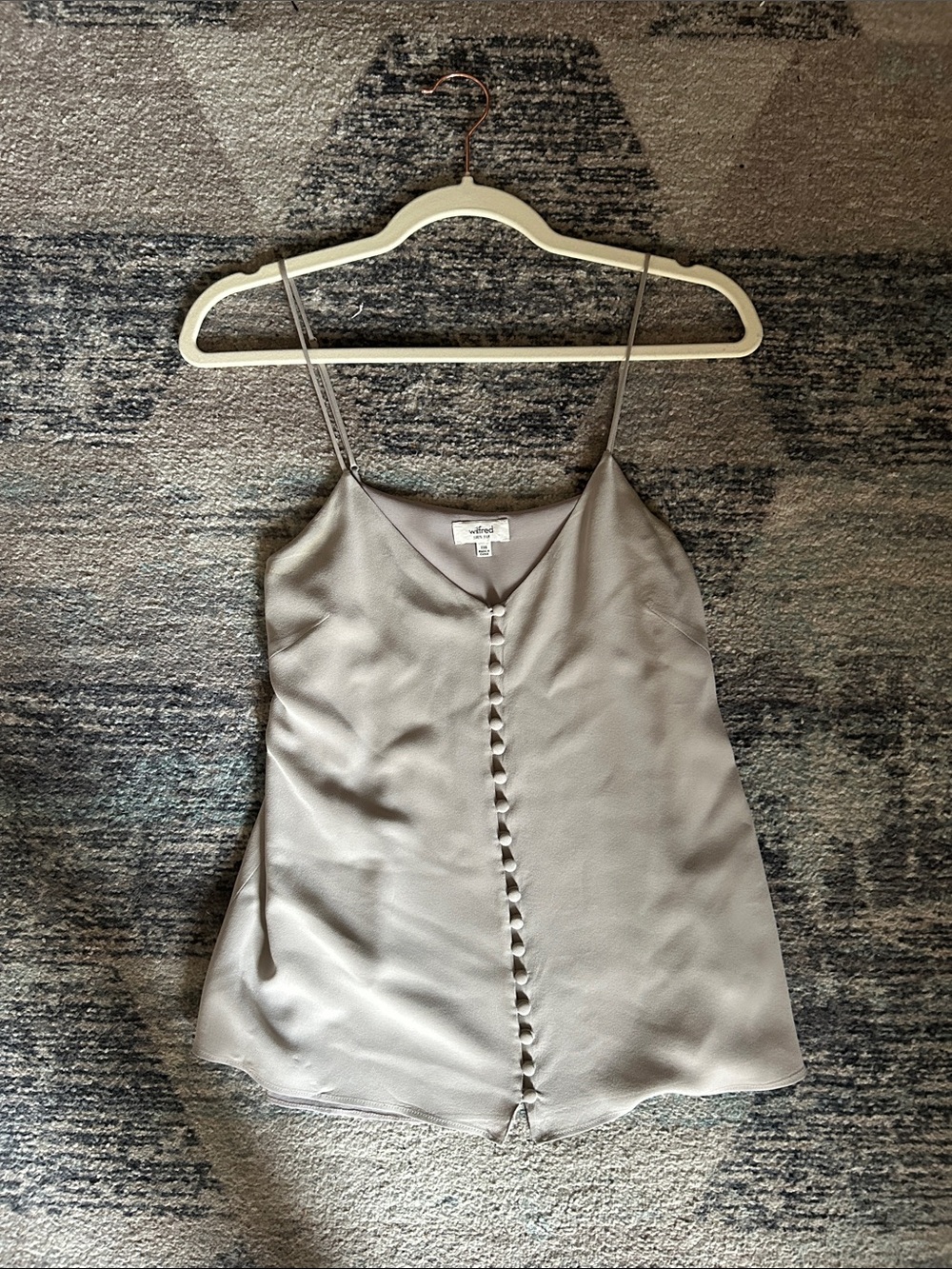 Aritzia Satin Button-Front Cami in Light Gray